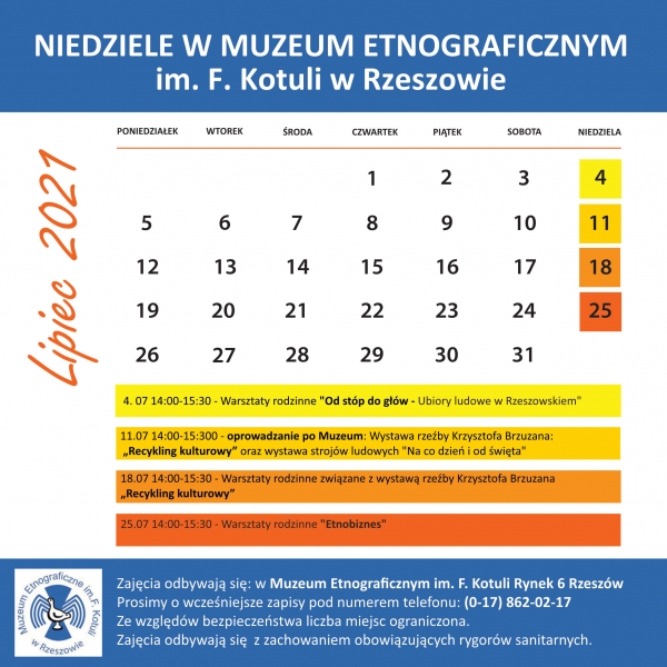 Grafika - Niedziele w Muzeum Etnograficznym w Rzeszowie 