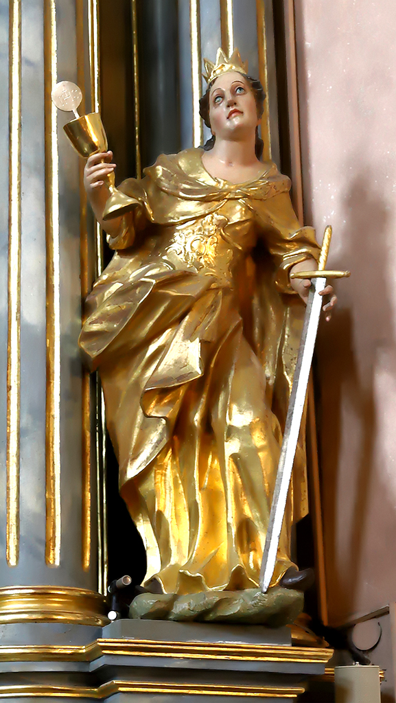 Św. Barbara - rzeźba z ołtarza św. Jana z Dukli w kościele oo. Bernardynów w Rzeszowie
