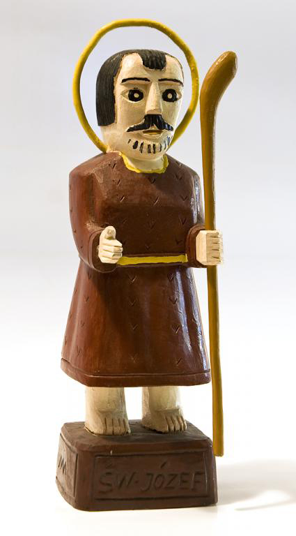 Rzeźba drewniana, święty Józef trzymający laskę