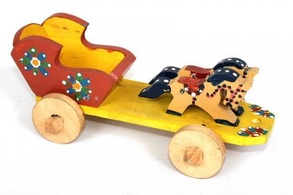 Zabawka dziecięca drewniana, koniki - zdjęcie